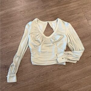 Anthropologie Open Back Pale Green Long Sleeve Top